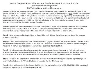 Steps to Develop a Nutrient Management Plan for Sunnyside Acres Using Snap-Plus