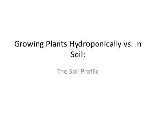 Growing Plants Hydroponically vs. In Soil: