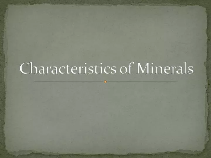 characteristics of minerals