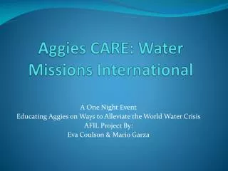 Aggies CARE: Water Missions International