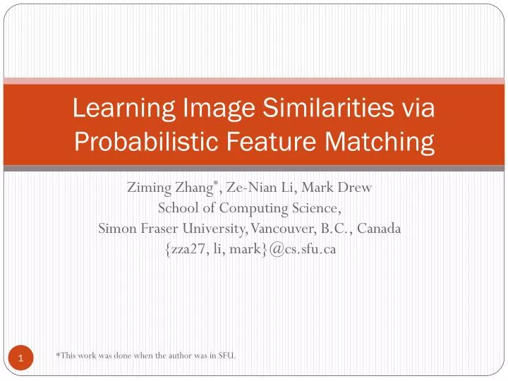 learning image similarities via probabilistic feature matching