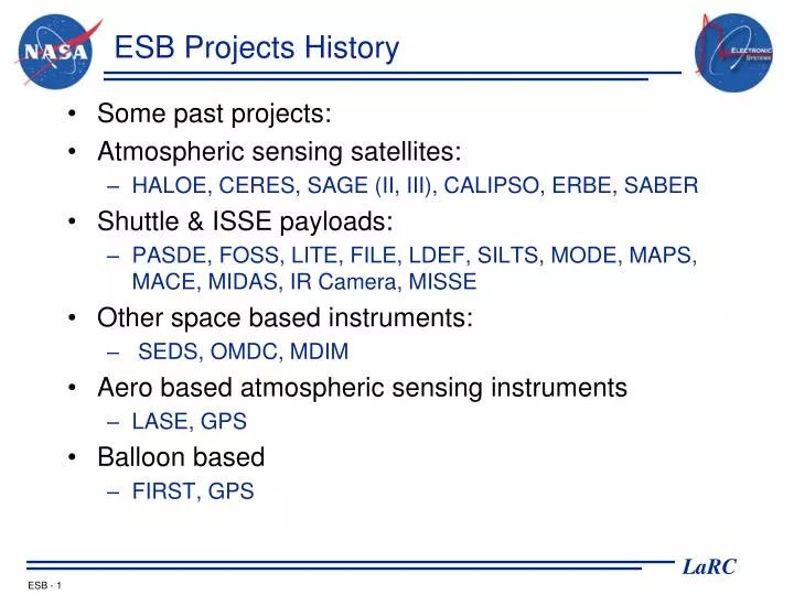 esb projects history