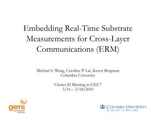 Embedding Real-Time Substrate Measurements for Cross-Layer Communications (ERM)