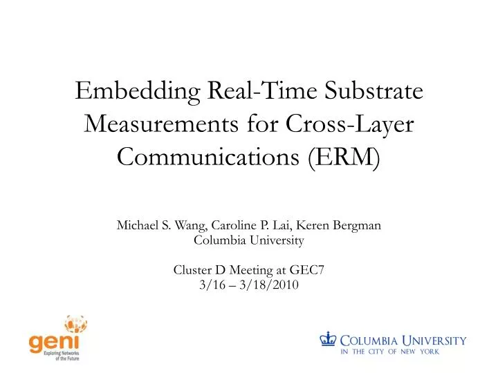 embedding real time substrate measurements for cross layer communications erm