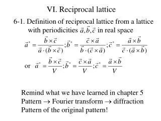 VI. Reciprocal lattice
