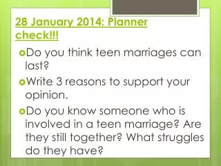 28 January 2014: Planner check!!!