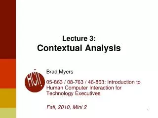Lecture 3: Contextual Analysis