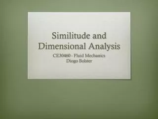 Similitude and Dimensional Analysis