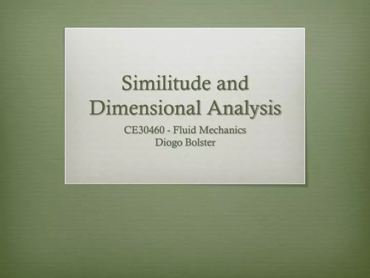 similitude and dimensional analysis