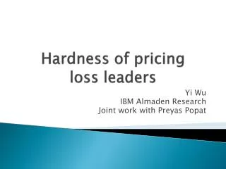 Hardness of pricing loss leaders