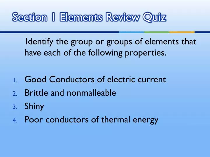section 1 elements review quiz