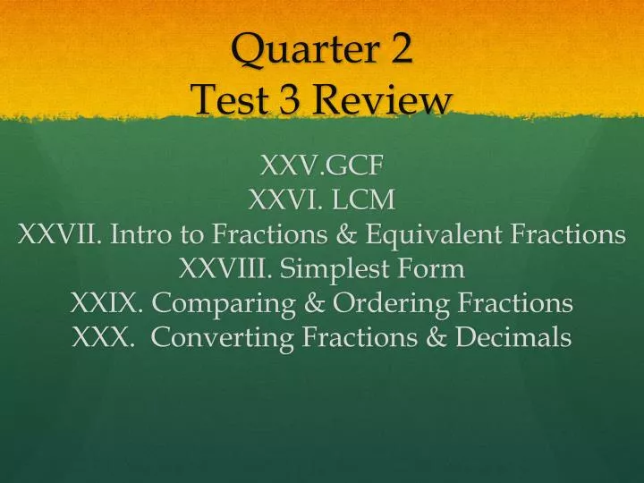 quarter 2 test 3 review