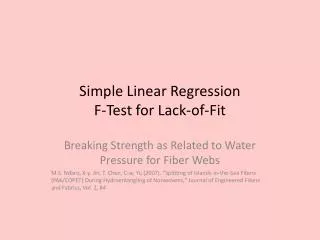 Simple Linear Regression F-Test for Lack-of-Fit