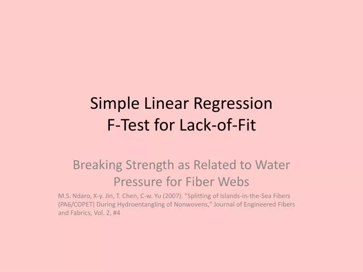 simple linear regression f test for lack of fit