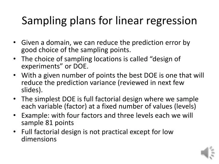 sampling plans for linear regression