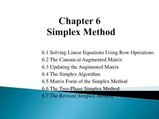 Chapter 6 Simplex Method