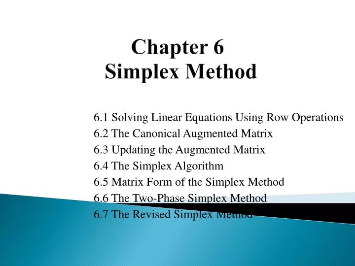 chapter 6 simplex method