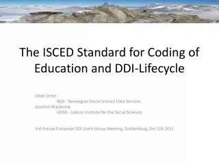 The ISCED Standard for Coding of Education and DDI-Lifecycle