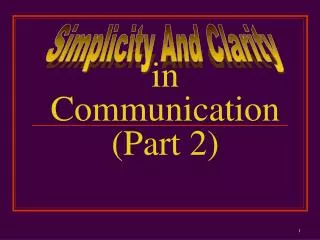 in Communication (Part 2)