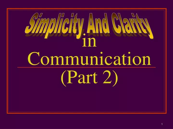 in communication part 2