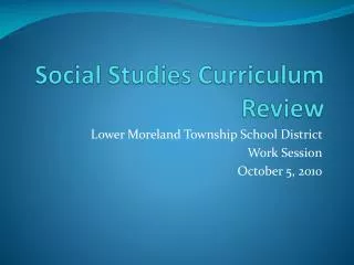 Social Studies Curriculum Review