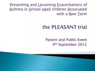 Patient and Public Event 4 th September 2012