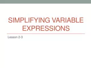 Simplifying Variable Expressions