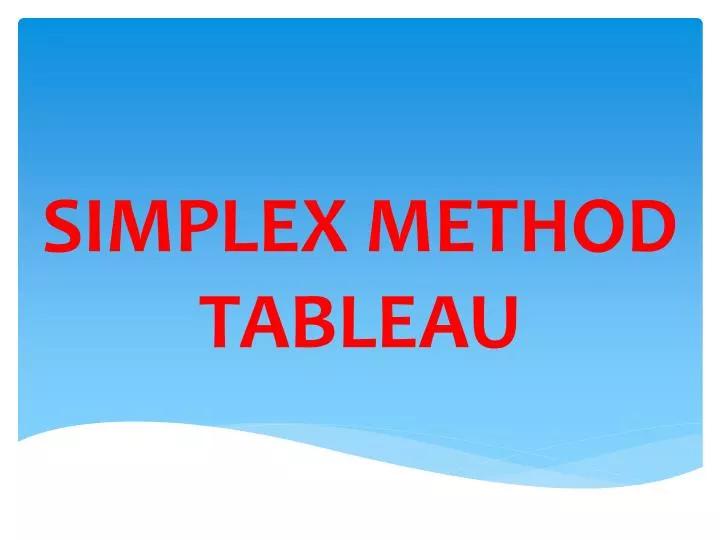 simplex method tableau