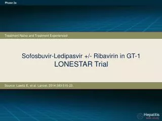 Sofosbuvir-Ledipasvir +/- Ribavirin in GT-1 LONESTAR Trial