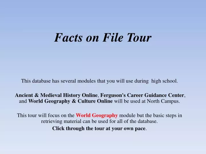 facts on file tour