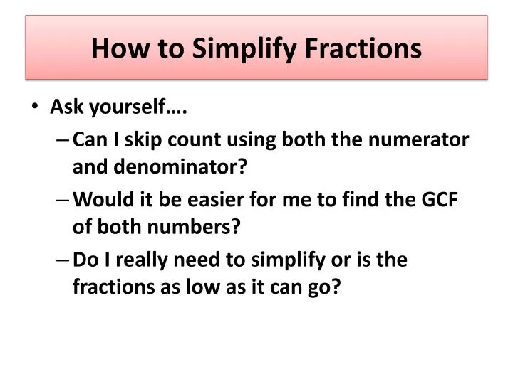 how to simplify fractions