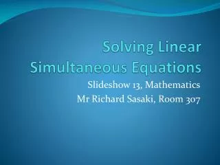 Solving Linear Simultaneous Equations