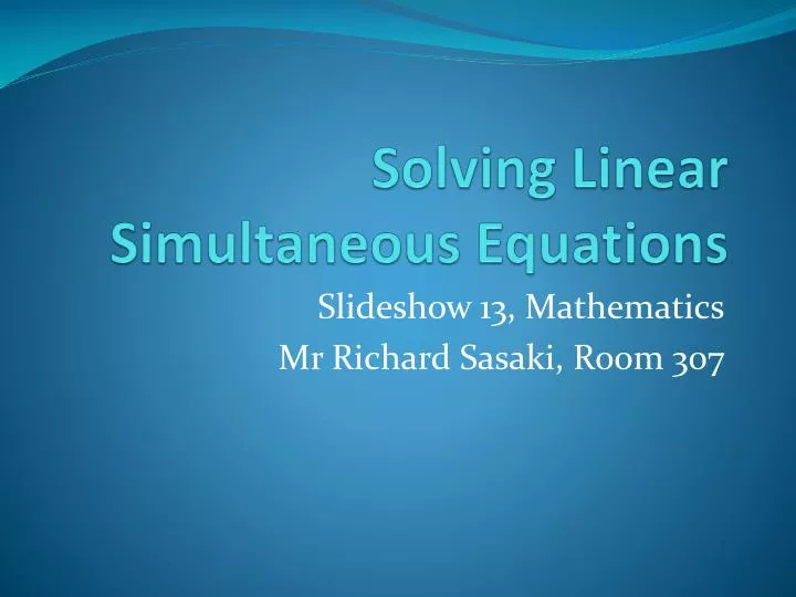 solving linear simultaneous equations
