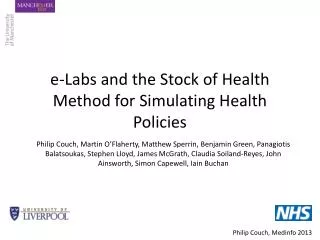 e-Labs and the Stock of Health Method for Simulating Health Policies