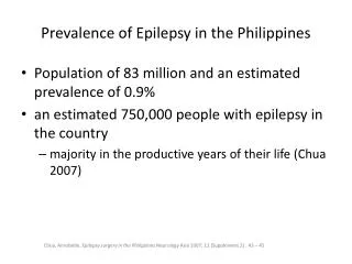 Prevalence of Epilepsy in the Philippines