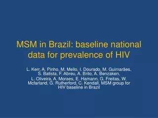 MSM in Brazil: baseline national data for prevalence of HIV