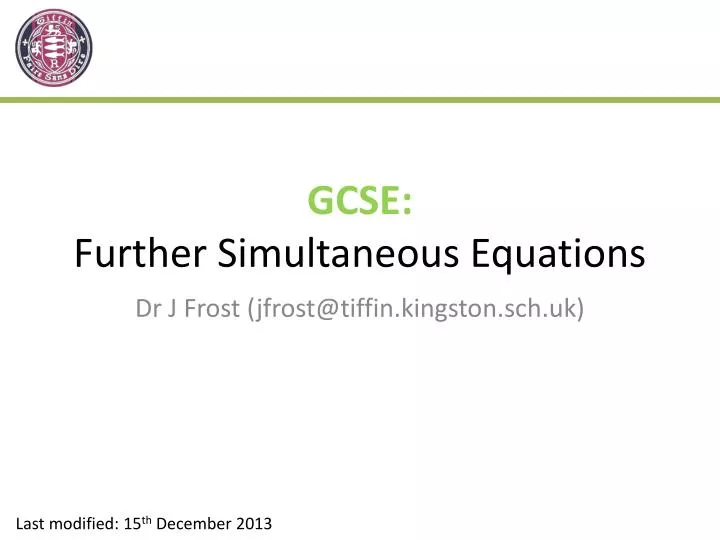gcse further simultaneous equations
