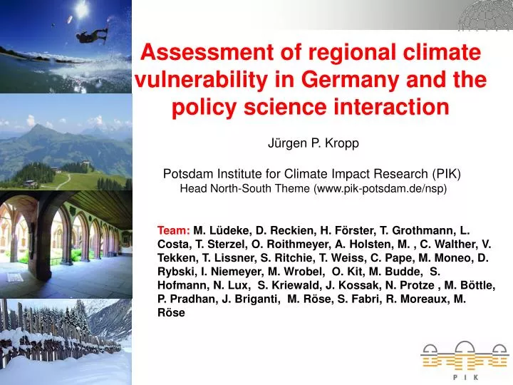 assessment of regional climate vulnerability in germany and the policy science interaction