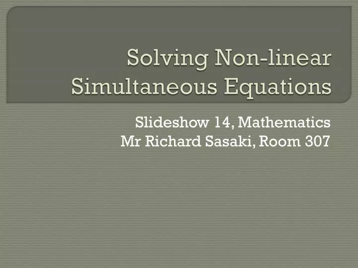 solving non linear simultaneous equations