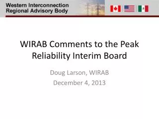 WIRAB Comments to the Peak Reliability Interim Board