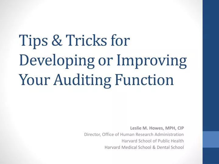 tips tricks for developing or improving your auditing function