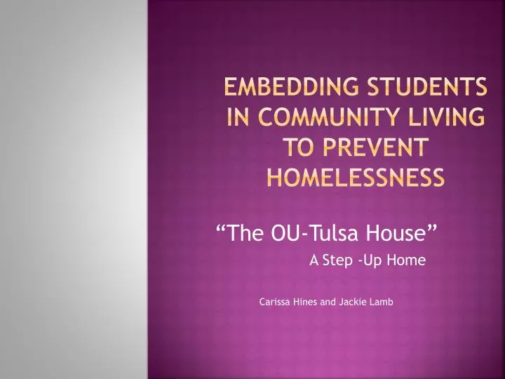 embedding students in community living to prevent homelessness