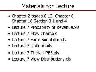 Materials for Lecture