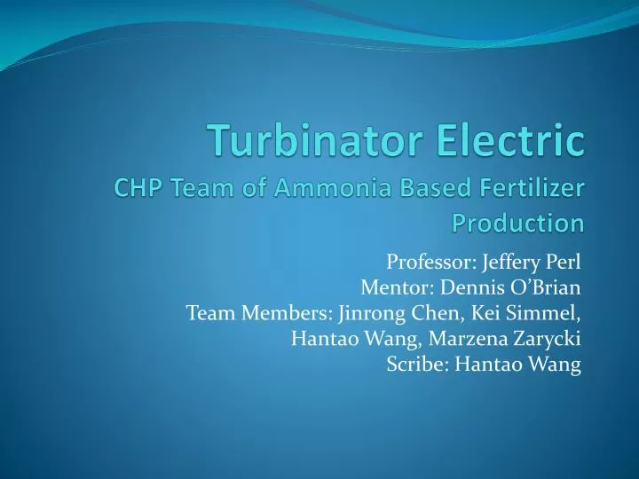 turbinator electric chp team of ammonia based fertilizer production