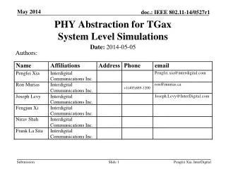 PHY Abstraction for TGax System Level Simulations