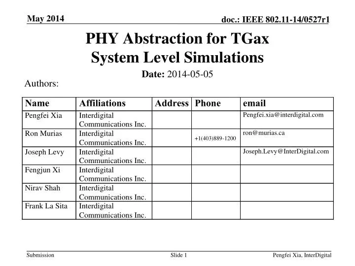 phy abstraction for tgax system level simulations