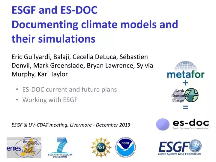 esgf and es doc documenting climate models and their simulations