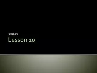 Lesson 10