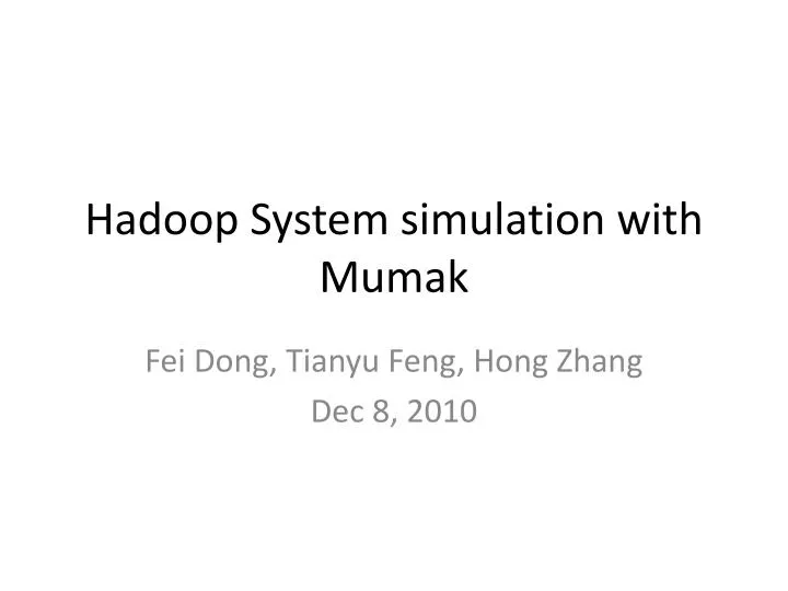 hadoop system simulation with mumak