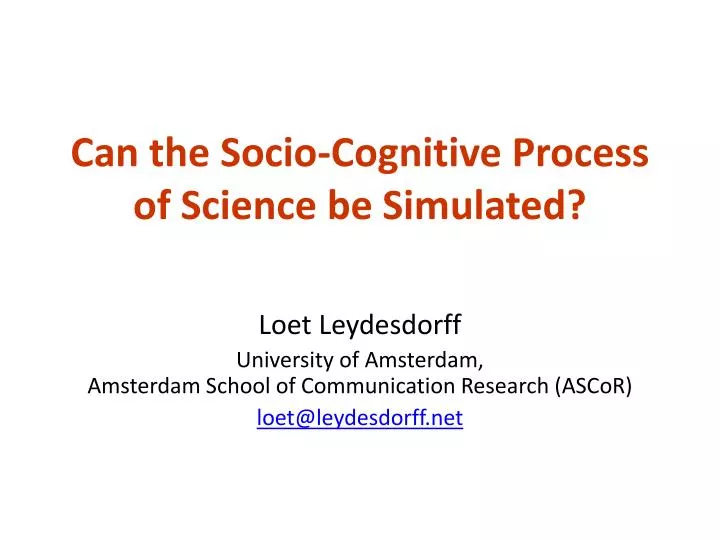 can the socio cognitive process of science be simulated
